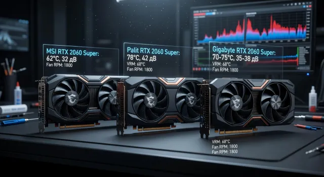 Версии RTX 2060 Super от MSI, Palit, Gigabyte: какая модель самая тихая и холодная